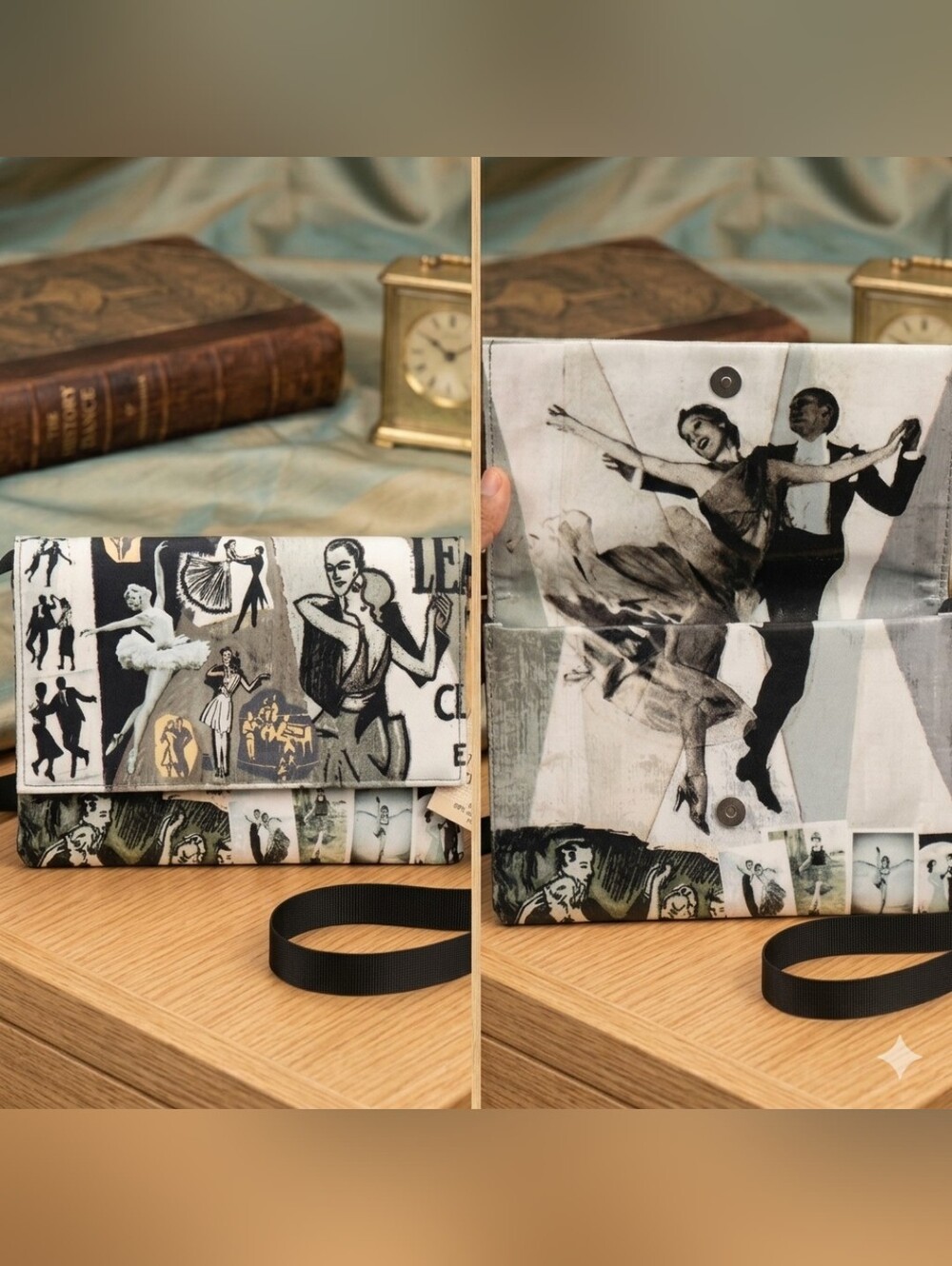 BlueQ Recycled Printed Dance Scene Foldover Crossbody Bag